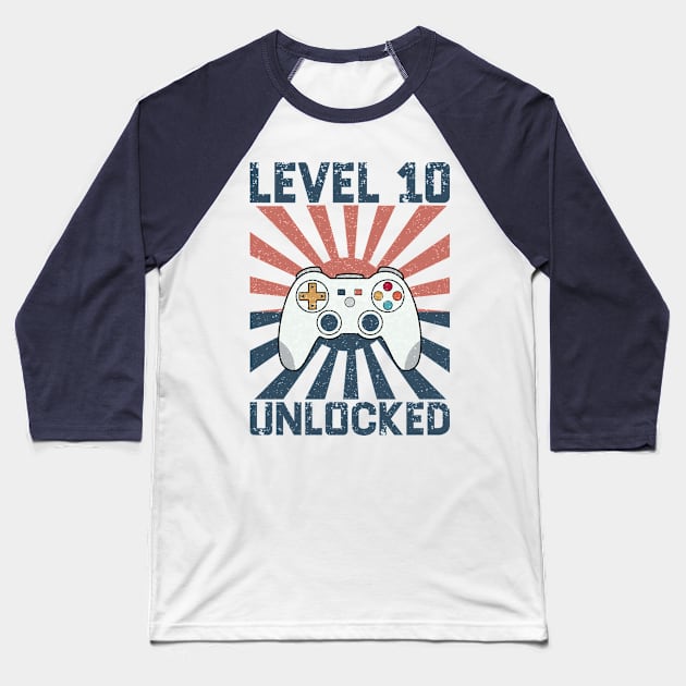 Level 10 Unlocked Video Gamer 10th Birthday Gift for Boys Baseball T-Shirt by BioLite